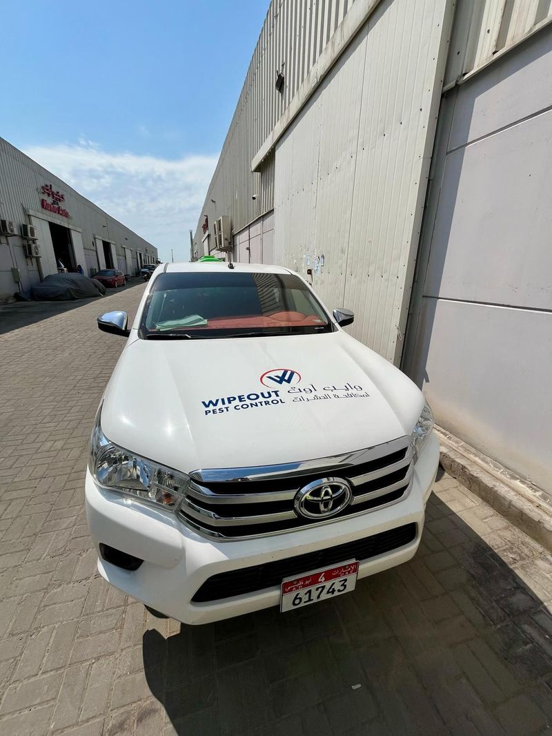 Wipeout Pest Control service truck in Abu Dhabi, United Arab Emirates